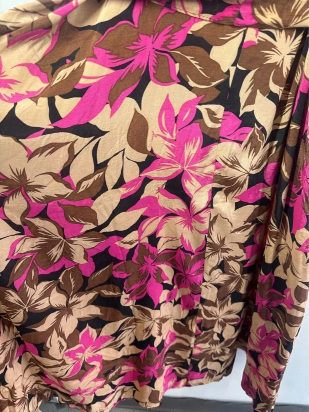 Kaffe Curve Floral Midi Dress Brown Pink Size 48 Boho Vacation Chic Resort Wear